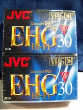 JVC Camcorder Tape VHS-C 90 Minute Hi-Fi EHG TC-30 2 Pk Pack Special Sealed