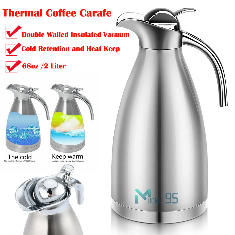 68oz / 2L Stainless Steel Thermal Coffee Carafe Double Wall Vacuum Insulated  Pot