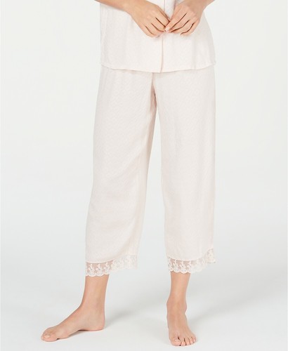 Charter Club Womens Lace-trim Cropped Pajama Pants