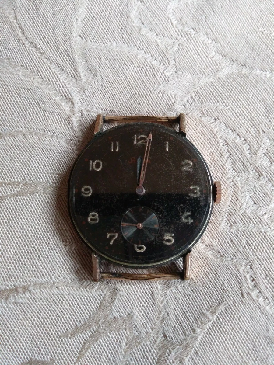 Vintage Stowa men s watch 1940 s original striking black gilt dial