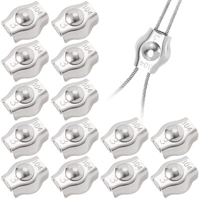 15pcs M3 Wire Rope Clips Stainless Steel Simplex Wire Cable Clasp Single Bolt...