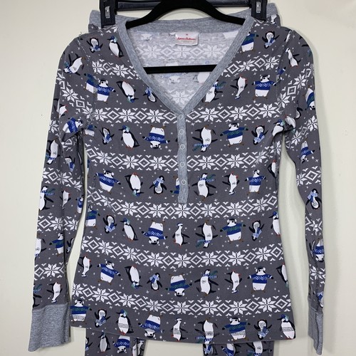 Hanna Anderson Organic Cotton Pajama Set Fair Isle Penguin Winter Size XS-S MIX - Picture 3 of 16