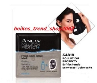AVON ANEW POLLUTION PROTECT+ Erfrischende schwarze Tuchmaske Sonderpreis !