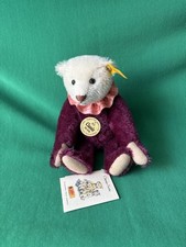 New Steiff Classic 1913 Dolly Teddy Bear 8 Maroon White Mohair Peach 006401
