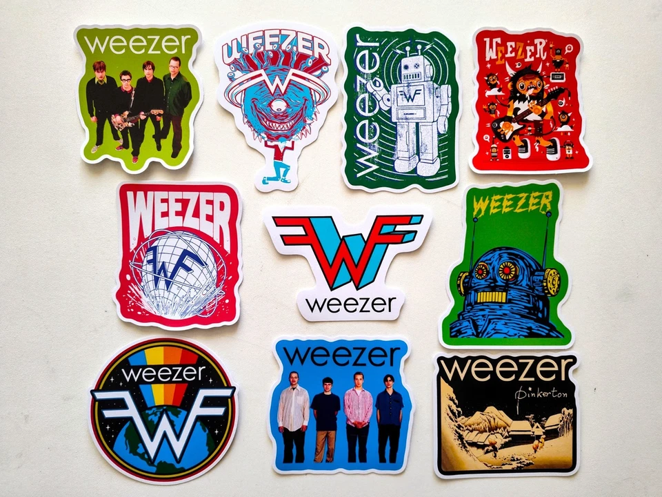 Weezer Vinyl Lot Pack (10 Stickers) green day blink 182 rock band emo punk - Image 2 of 2