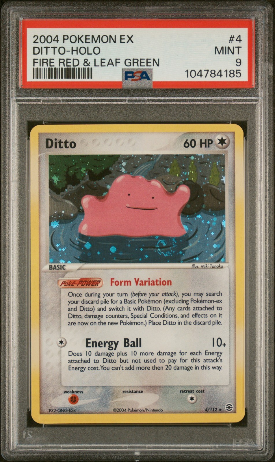2004 Ditto EX FireRed LeafGreen 4/112 Holo Rare PSA 9 - Swirl