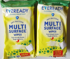 Eveready 2x 80 Pack Anti-Bacterial Multi Surface Large Cleaning wipes - Citrus