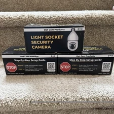 Lot of 3 Dot Com Products Light Socket 5G Security Cameras 