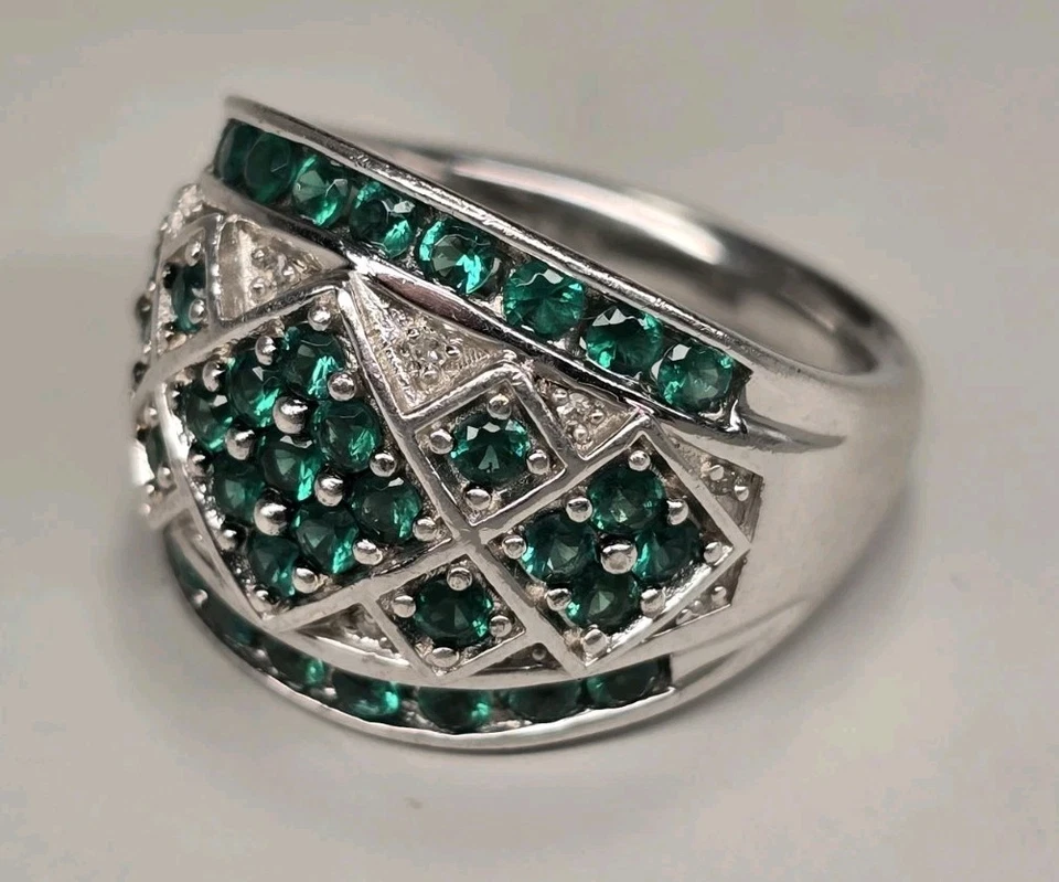 Vintage signierter "Sonne 925" Sterlingsilber Diamant Cluster Ring - 3 g - Größe 7 - Bild 2 von 4