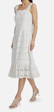 Elie Tahari Women's White The Kira Sleeveless Floral Lace Midi-Dress Size 14