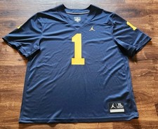 Kids Jordan Brand University of Michigan Wolverines 1 Football Jersey Boys XL