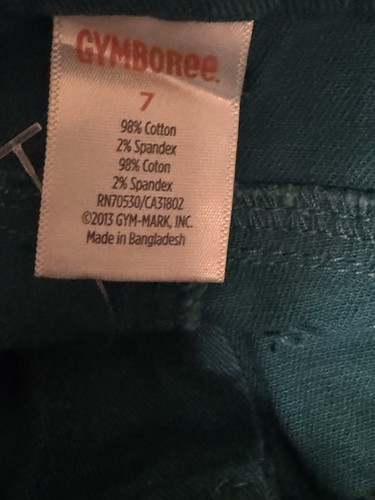 NWT Gymboree Girls Teal Denim Gold-Buttoned Pocket Straight-Leg Dress Pants; 7 - Picture 8 of 9