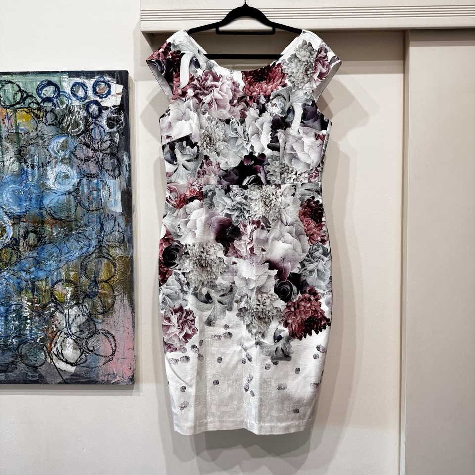 Anthea Crawford Size 14 Pencil Dress Floral Business Cocktail