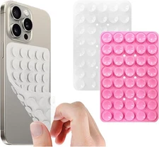 2PCS Silicone Double Sided 40 Grain Suction Cup Phone Pink & Transparent 