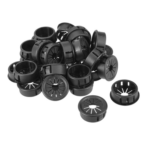 40-Piece 25mm Cable Snap Bushings - Black Plastic Pipe Hose Grommet Protectors