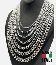 REAL Solid 925 Silver Flat Miami Curb Cuban Link Chain Necklace 1-12mm 7-30"