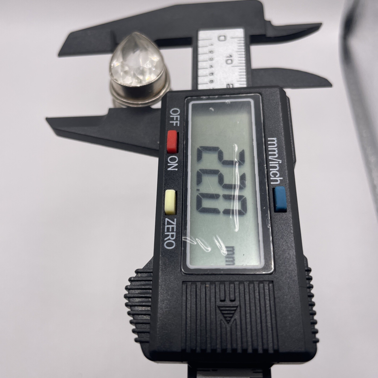 Large Pear Shape White Stone Solitaire Sterling S… - image 9