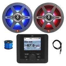 JBL Gauge BT Marine Receiver, 2x 8" 450W LED Speakers, Antenna, Wire