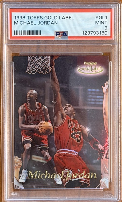1998 TOPPS GOLD LABEL #GL1 MICHAEL JORDAN BULLS HOF PSA 9