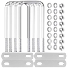 4Packs Square U-Bolt, 304 Stainless Steel Square Bend U Bolts with Nuts and F...