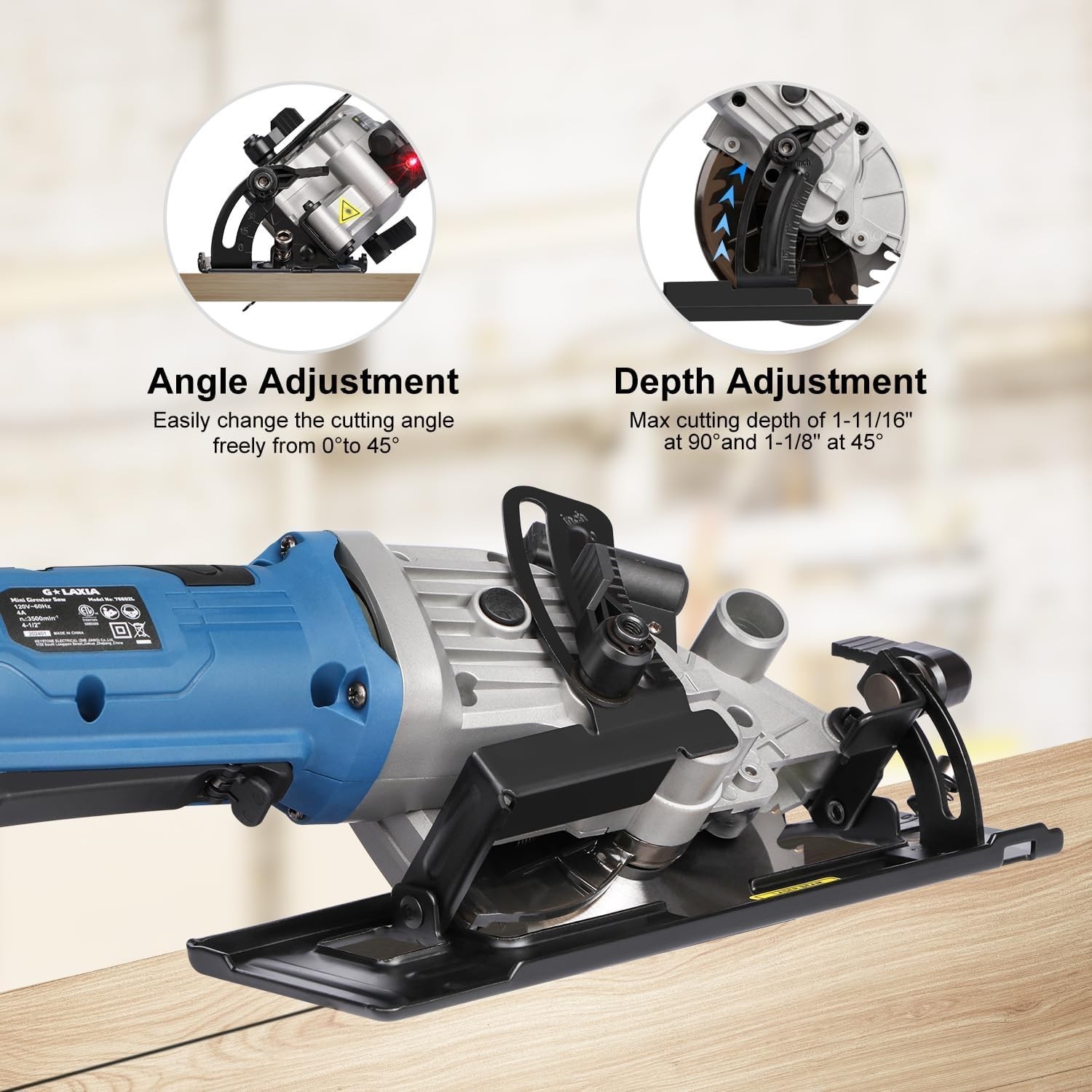 Mini Circular Saw 4Amp 3500RPM Corded Circular Saw with Laser Guide Rip Guide