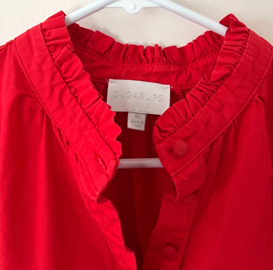 Vestido para mujer Sugarlips talla XS coral escote con volantes 100 % algodón Foto 3 de 4