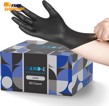 Black Nitrile Disposable Gloves Large, 50 Count - BBQ, Tattoo, Hair Dye