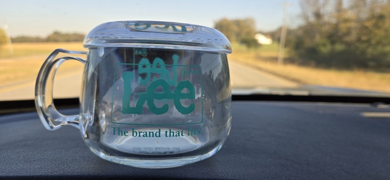 Vintage Lee Jeans Hard Plastic Coffee Cup With Lid/coaster Lee Brand Advertising