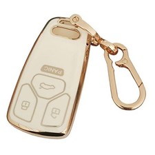 for Audi Key Fob Cover Keyless Remote Smart Key Fob Shell with Keychain White