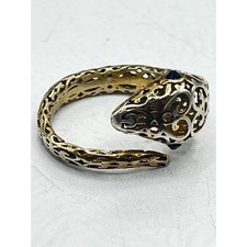 Sterling Silver Ring: Adjustable Snake Ring .925 Italy with Simulated Gemstones