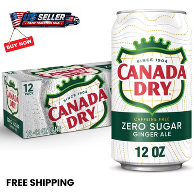 Canada Dry Caffeine Free Zero Sugar Ginger Ale Soda Pop, 12 fl oz, 12 Pack Cans