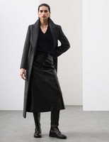 Marks & Spencer Womens Black Patent Leather Midi A Line Skirt - M&S