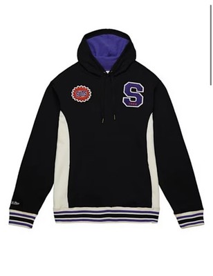 MITCHELL AND NESS PHOENIX SUNS MENS BLACK FRENCH TERRY FASHION HOOD