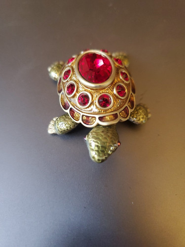 JAY STRONGWATER JANUARY BIRTHSTONE ENAMEL TURTLE TRINKET BOX - Picture 1 of 5