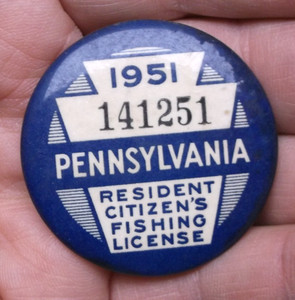 Pin's De Permis De Pêche Pennsylvanie 1975 - Vintage Résident - Collection USA