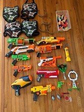 NERF Gun Lot -Blasters, Magazines, Vests, Safety glasses, sling shots