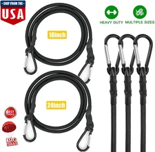 Black Heavy Duty Outdoor Multifunctional Bungee Cords with Carabiner Hooks USA