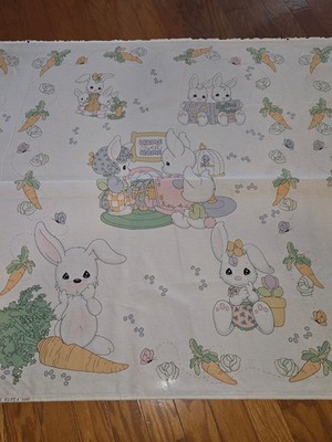 PRECIOUS MOMENTS Bunnies Nursery Baby Crib Quilt 2 Panel Fabric 45x89'' SPECTRIX