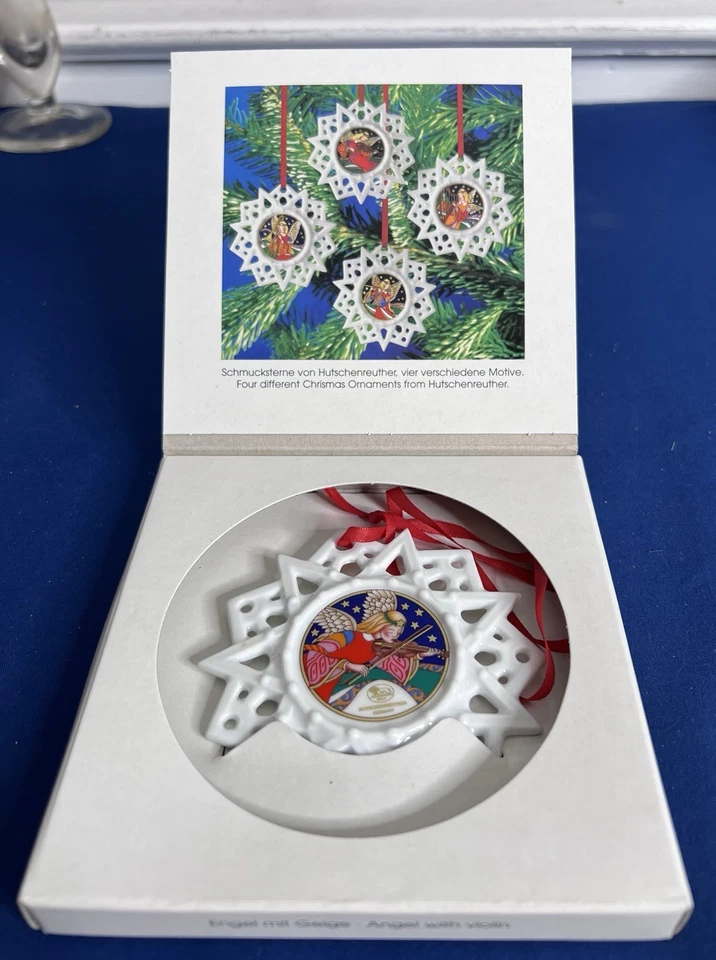 Винтажное рождественское украшение Schmuck Stern Hutschenreuther — ангел, играющий на скрипке - Изображение 4 из 4