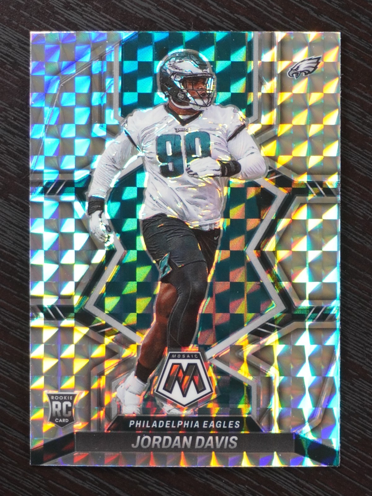 2022 Panini Mosaic Football #370 JORDAN DAVIS Silver Mosaic RC Eagles Prizm