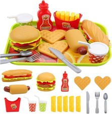 Pretend Play Fast Food Set, Play Food for Kids Kitchen - Play Kitchen Accessorie