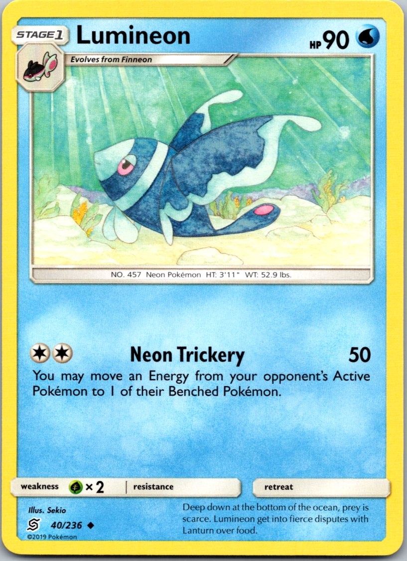 Lumineon 40/236 Uncommon Unified Minds Pokemon Near Mint