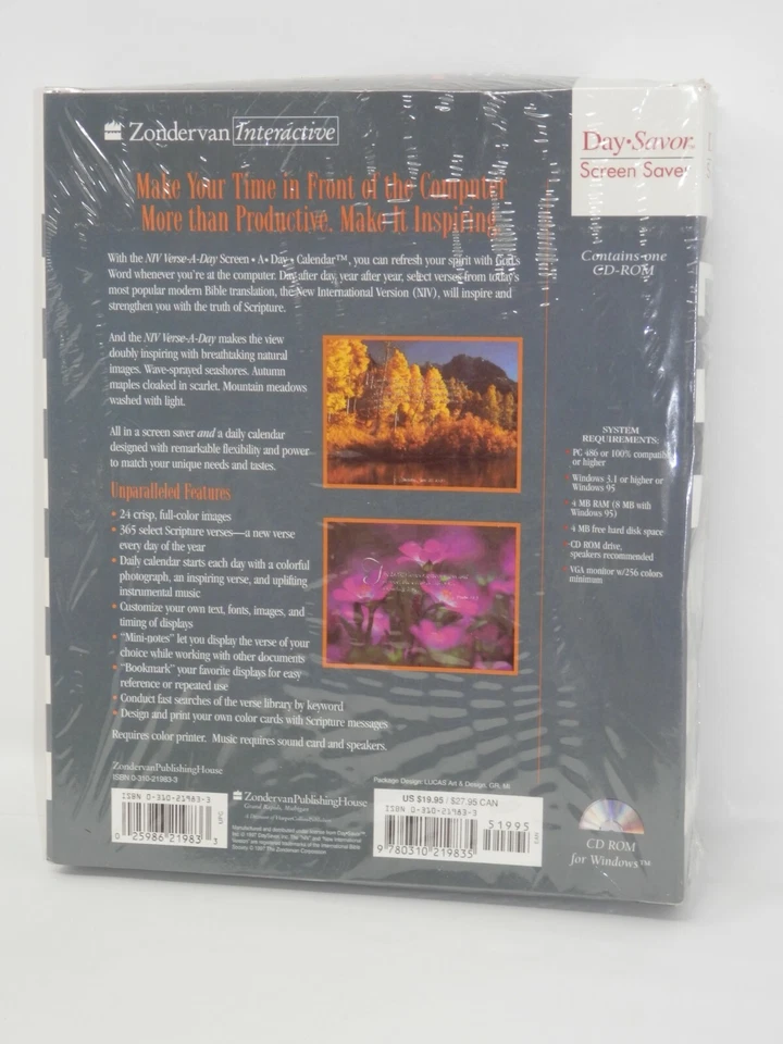 Vintage Zondervan NIV Verse-A-Day Screen Saver Software 1997 CD-ROM New SEALED - Image 3 of 4