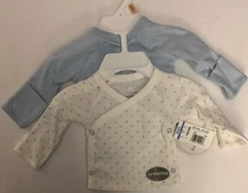 Koala Baby Blue & White Preemie 2 Pack Long Sleeve Shirts New 100% Cotton-SHIP24