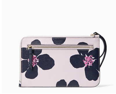 🌸NWT KATE SPADE Cameron Grand Flora Medium L-Zip Wristlet Tinie