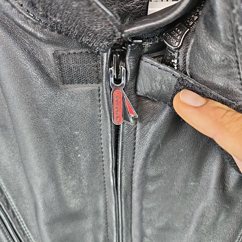 First Gear By Hein Gericke Leather Motorcycle Jacket Men 42 Black Ventilated VTG - Picture 10 of 16