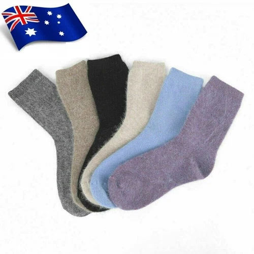 5 Pairs Luxury 100% Angora Pure Wool Cashmere Women Outside Socks Warm Warm - Picture 1 of 23