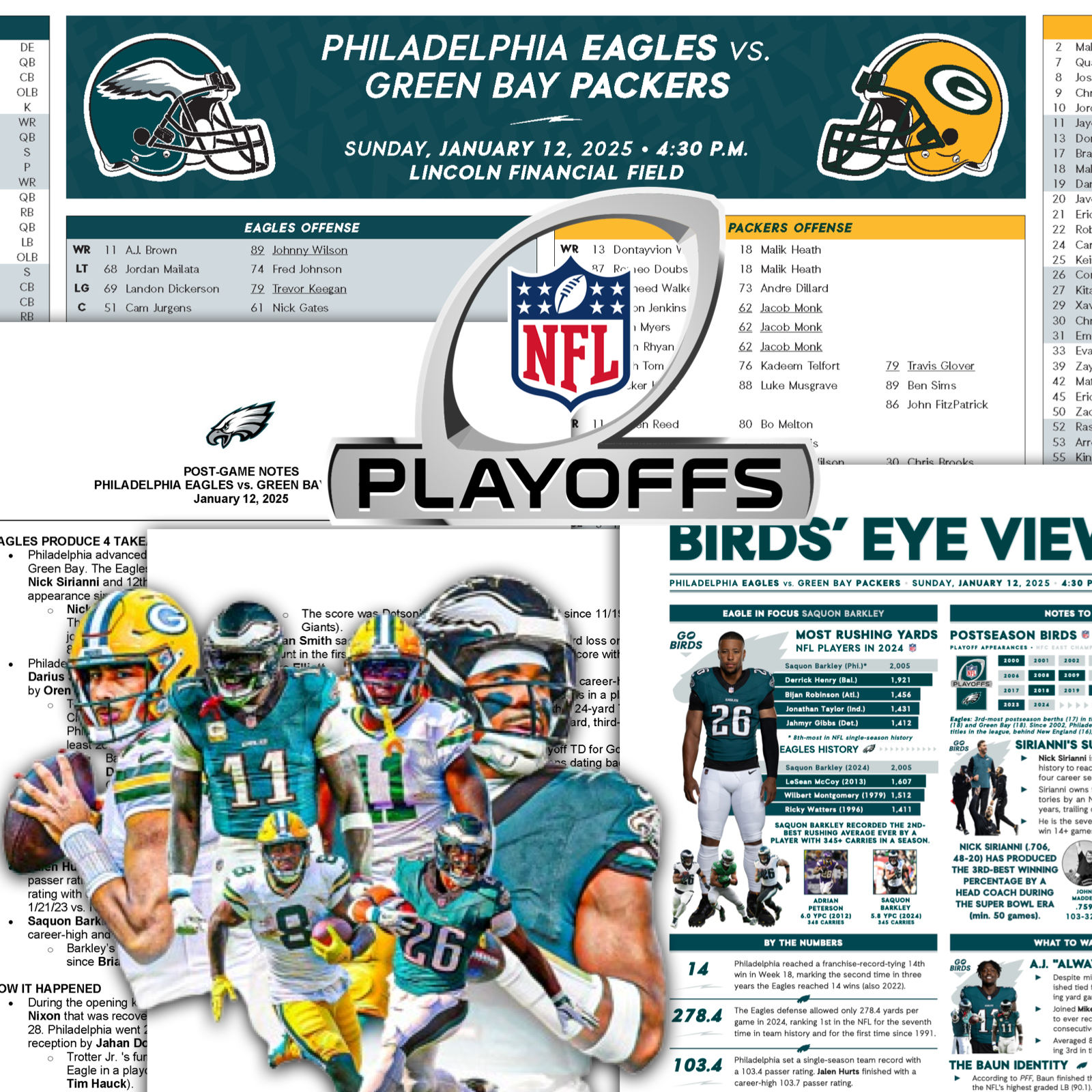 2025 Philadelphia Eagles - NFC Wildcard Playoff - FLIPCARD & PROGRAM Notes NFL