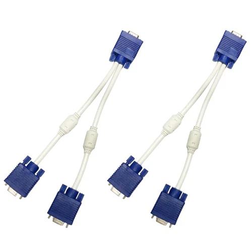 2pcs Splitter VGA Mâle à double câble d'adaptateur vidéo Femme pour moniteur TV