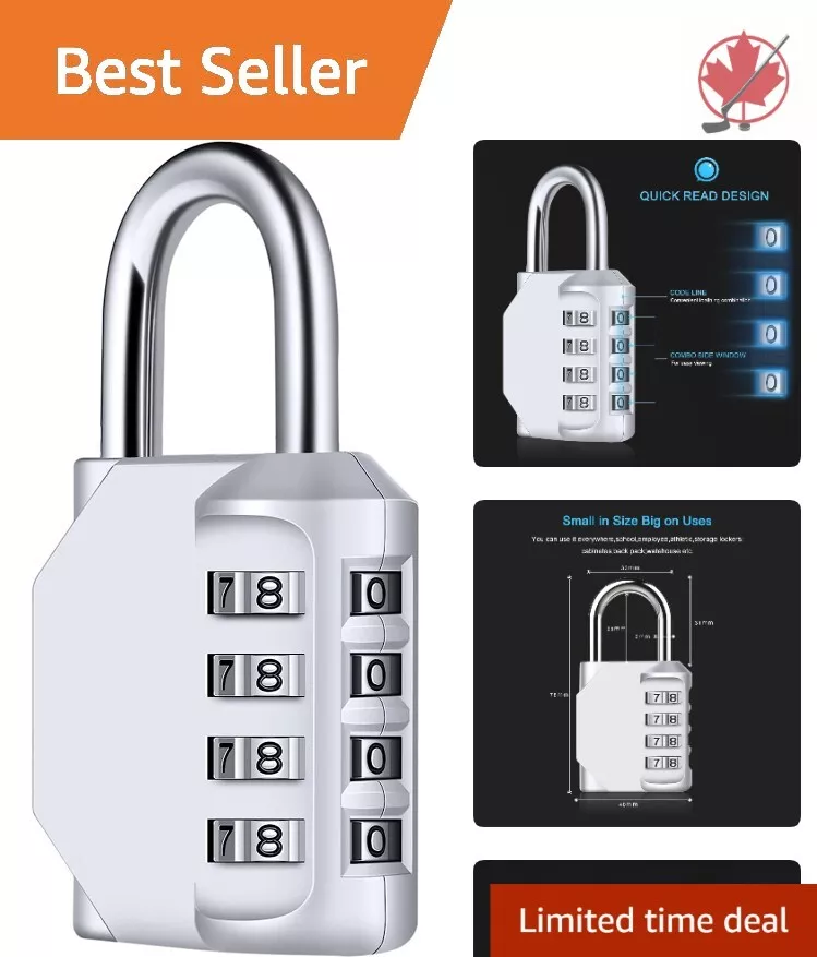 Heavy Duty Keyless Padlock 4 Digit Combination Lock Indoor Outdoor Silver